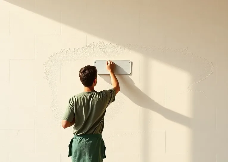 Application d'un enduit décoratif à la lisseuse sur un mur