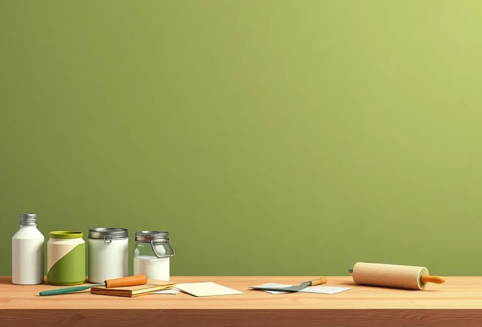 Outils de peinture disposés dans l'ordre des étapes du chantier