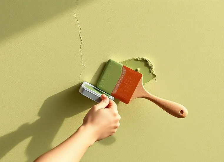 Ponçage et rebouchage des fissures avant mise en peinture